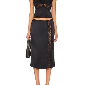 MAJORELLE Black Satin Skirt